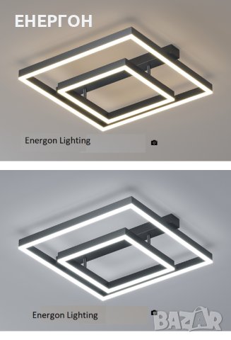Луксозна LED лампа висок клас плафон димируема три цвята квадрат, снимка 4 - Лампи за таван - 41671839