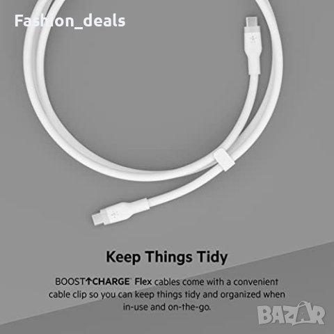 Нови Belkin 2 броя силиконови USB C кабели за зареждане черен и бял телефон Samsung Galaxy MacBook, снимка 6 - Друга електроника - 42415029