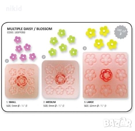 Маргаритки цветчета 3 размера печати пластмасови текстури за фондан украса