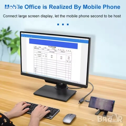 Type-C към HDMI 4K 60Hz адаптер конверторен кабел за лаптоп, таблет, телевизор, MacBook, снимка 6 - Кабели и адаптери - 53570483