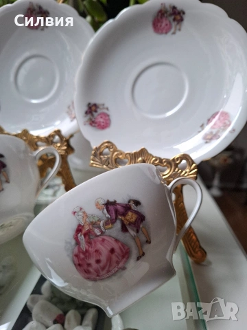 Красив комплект от чаши с чинийки , снимка 7 - Чаши - 53426484