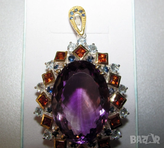 Аметист 65x34x21, 80 карата, тегло 29.9 гр. подходящ за подарък , снимка 4 - Колиета, медальони, синджири - 53709775