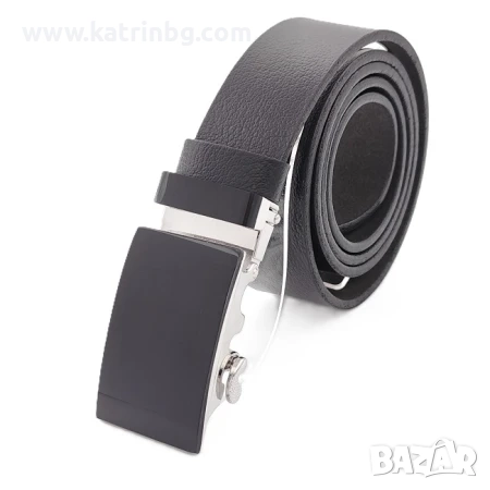 Мъжки колан от естествена кожа в черно с автоматична катарама изчистен модел Код на продукта:C-0023