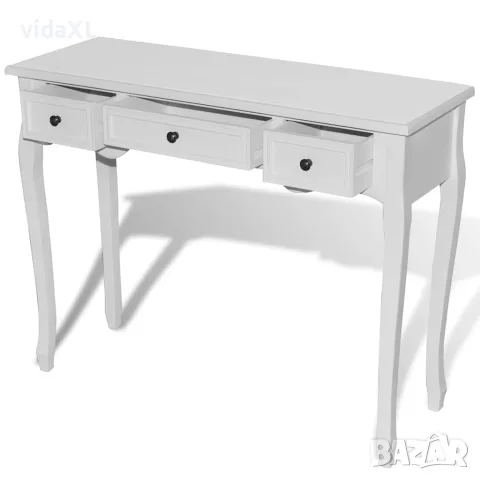 vidaXL Конзолна маса с 3 чекмеджета, бяла, снимка 6 - Маси - 56146300
