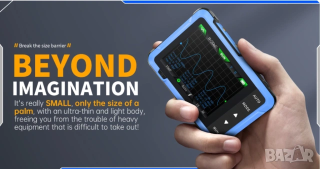 2в1 Цифров Осцилоскоп DSO510 10MHz 48MS/s Лента Честота 0-50KHz Сигнал Генератор ± 400V Напрежение, снимка 9 - Друга електроника - 53828088