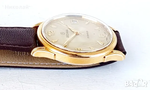 Grovana 17j - швейцарски механичен часовник с ръчно навиване , снимка 6 - Мъжки - 49411179