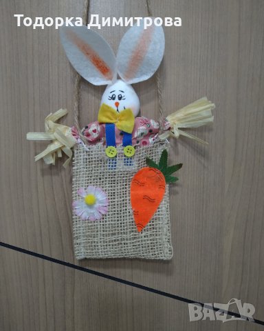 Великденски заек в канапена торба, снимка 4 - Декорация за дома - 36003815