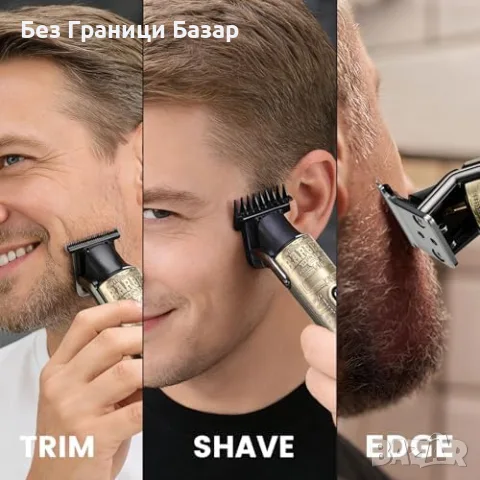 Нов тример Машинка за подстригване и брада T-Blade Zero Gap LED 4 магнитни гребена за мъже, снимка 7 - Машинки за подстригване - 56179723