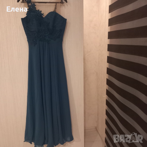 Официална рокля в цвят петрол