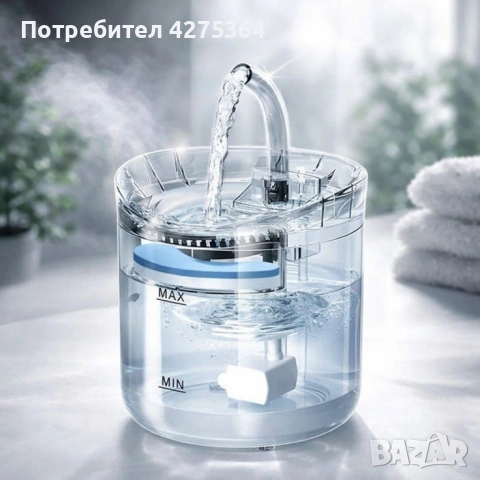 Автоматичен електрически фонтан с функция диспенсър за вода, за домашни любимци, снимка 4 - Други стоки за животни - 53412096