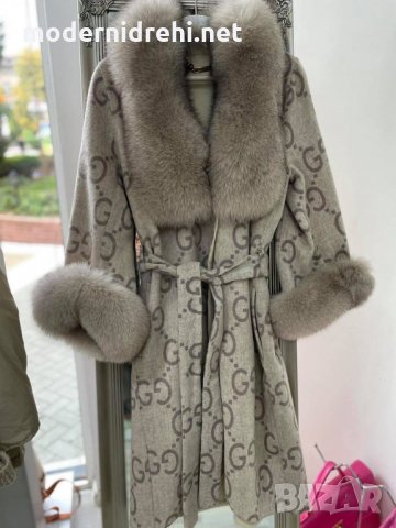 Дамско луксозно палто кашмир вълна и лисица код 225, снимка 1 - Палта, манта - 35937892
