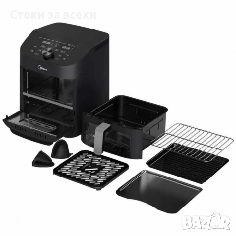 Еър Фрайър 2 в 1 - 11L - Midea MAD1100DADK-С две зони за готвене,10 програми, снимка 7 - Фритюрници - 53238543