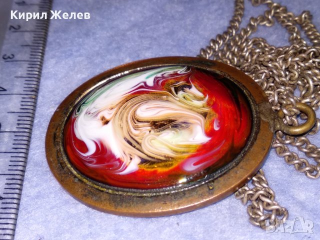 СТАРИНЕН МЕДЕН МЕДАЛЬОН УНИКАТ с ВЕНЕЦИАНСКО СТЪКЛО МУРАНО и ДЕБЕЛО ПОСРЕБРЕНА МЕДНА ВЕРИЖКА 36467, снимка 14 - Антикварни и старинни предмети - 39942128