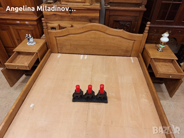 К - т спалня и две нощни шкафчета дъб масив , снимка 7 - Спални и легла - 52712318