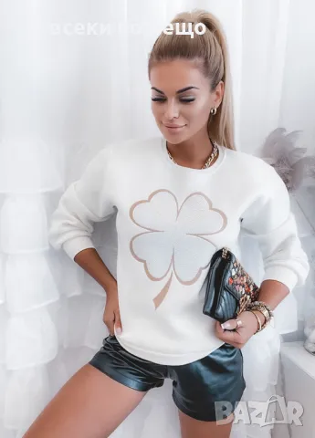 Дамска блуза с апликация - 3 налични цвята Код A216, снимка 4 - Блузи с дълъг ръкав и пуловери - 47741630