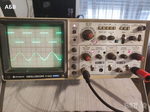 Продава се двуканален запазен осцилоскоп HITACHI V-423 2x40MHz, снимка 3 - Друга електроника - 51678403