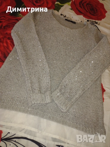 Дамска плетена блузка с пайети, снимка 2 - Блузи с дълъг ръкав и пуловери - 52834835