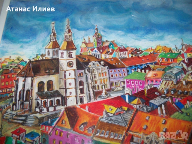 "Цветен град" картина на худ. Десислава Илиева, снимка 5 - Картини - 36109762