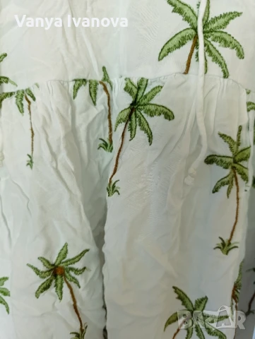 H&M бяла рокля с палми, снимка 5 - Рокли - 50753340