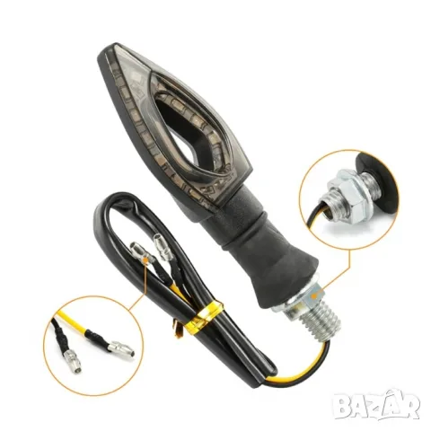Комплект 12V оранжеви мигачи за мотор с гайка 2 броя, снимка 3 - Аксесоари и консумативи - 55865966