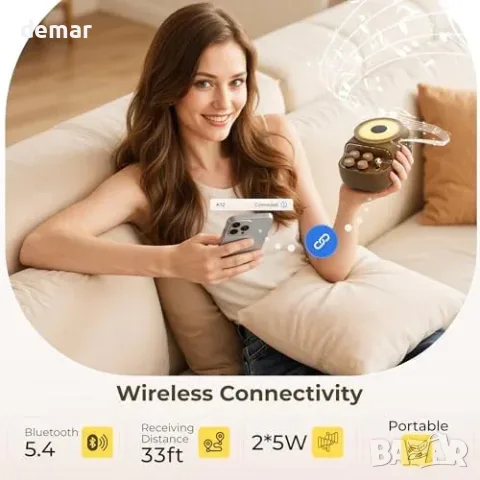 COLSUR Mini Bluetooth безжичен говорител с нощна светлина и TF карта (1200 mAh), снимка 5 - Bluetooth тонколони - 55827452