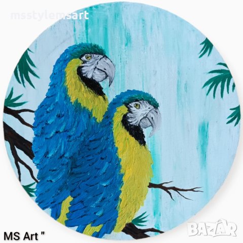 Папагали Ара " Кръгла картина , снимка 1
