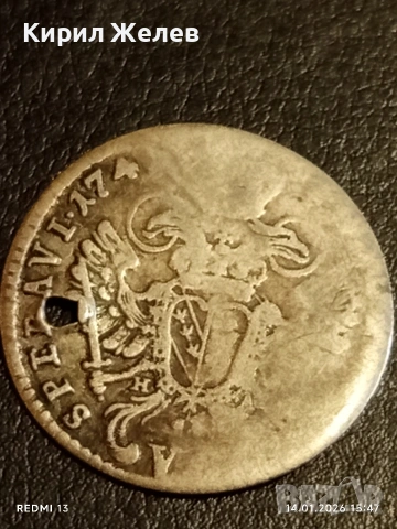 Сребърна монета 7 кройцера 174?г. Франц първи Австрия за КОЛЕКЦИЯ 52902, снимка 6 - Нумизматика и бонистика - 53097680