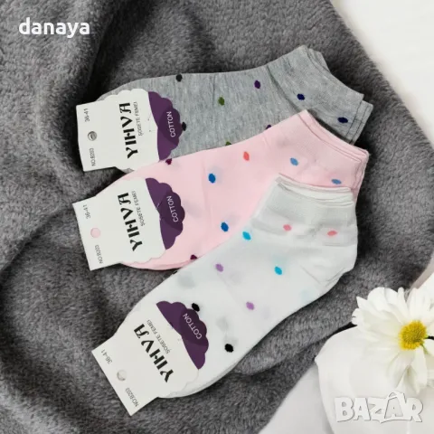 5182 Комплект от 2 чифта чорапи за маратонки Точки, 36-41 номер, снимка 2 - Дамски чорапи - 48011143