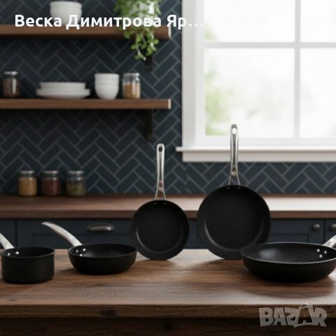 Премиум комплект мраморни тигани и касерола Voltz – незалепваща мощ за всеки ден