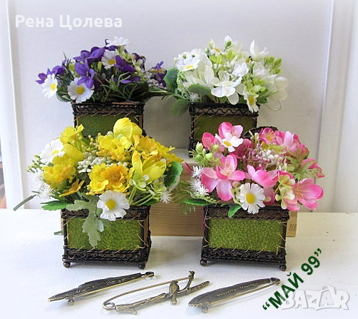 Ковчеже с цветя + брошка за шал