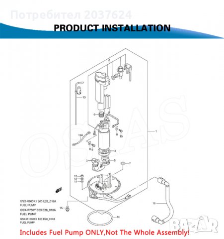 Бензинова помпа висок дебит за  Suzuki GSXR750 GSXR-750 600 SRAD 15100-35FV0 Hayabusa 1999 - 2007, снимка 7 - Части - 39758771