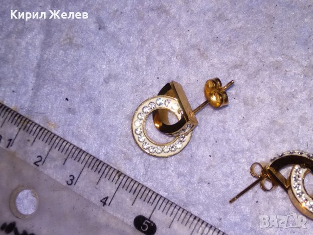 ЕФЕКТНИ МНОГО КРАСИВИ ФИНИ ПОЗЛАТЕНИ ФЕШЪН АРТ ОБЕЦИ с ИСКРЯЩИ ЦИРКОНИ и БЯЛ ЕМАЙЛ 38471, снимка 5 - Обеци - 41483759