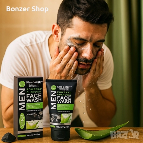 Дълбокопочистващ гел за лице с алое и черен въглен за мъже, снимка 2 - Козметика за лице - 51841714