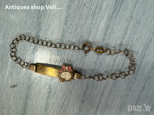 Детска сребърна гривна с позлата №7542 