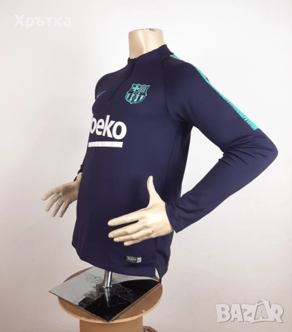 Nike FC Barcelona - Оригинална мъжка спортна блуза с цип р-р S-M, снимка 4 - Блузи - 52653594