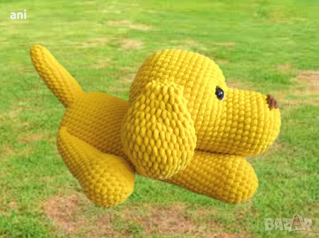 голямо жълто куче #ръчноизработено, снимка 3 - Плюшени играчки - 51520751