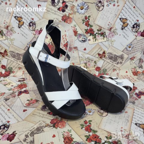 Дамски сандали на платформа от естествена кожа модел: 21029 white , снимка 4 - Сандали - 41520444