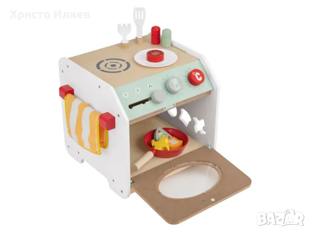 Детска Дървена кухня Кубче с активности игри Финна моторика с аксесоари, снимка 2 - Образователни игри - 47943084