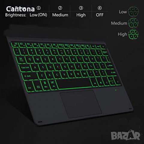 Bluetooth 5.1 ултра тънка клавиатура с тъчпад, акумулаторна батерия и зелена подсветка, снимка 2 - Клавиатури и мишки - 35722864