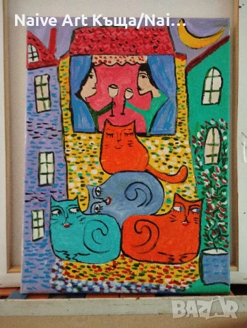 Картина платно маслени акрилни бои размер В. 42 / ш.32, снимка 2 - Картини - 50560529