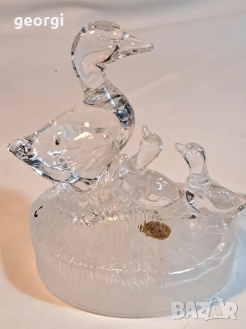 италианска кристална фигура патица с патета RCR Italy 32/3