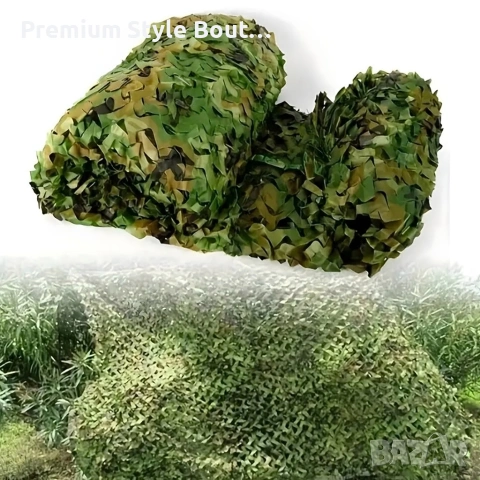 Военна камуфлажна мрежа 2x3 м, Oxford плат, за градина, лов и декорация, зелен камуфлаж, снимка 9 - Екипировка - 53829287