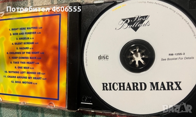 CD Richard Marx – Best Ballads, снимка 3 - CD дискове - 52552978