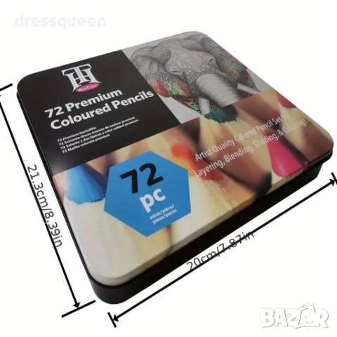 4823 Професионален комплект арт моливи за скициране – 72 прецизни цвята в луксозна метална кутия, снимка 5 - Ученически пособия, канцеларски материали - 53727514