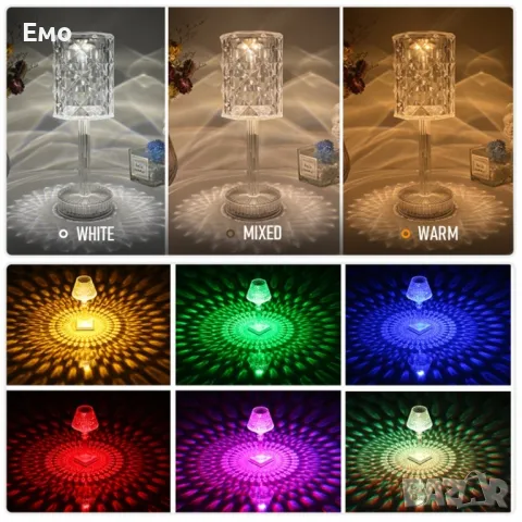 Настолна лампа с USB кабел и дистанционно тип кристална чаша., снимка 5 - Настолни лампи - 48241787