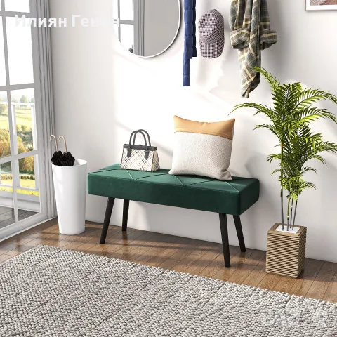 Тапицирана пейка HOMCOM, снимка 11 - Дивани и мека мебел - 56240959