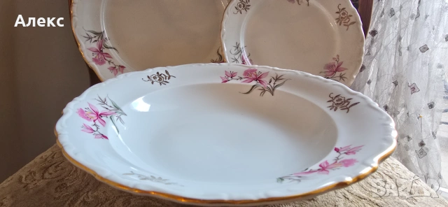 Бохемия Чехословакия– сервиз за хранене, костен порцелан, 17части, снимка 6 - Сервизи - 53659743