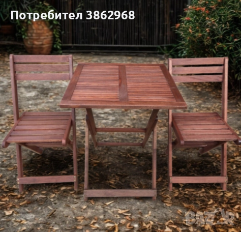 Градински комплект Kreta Muhler Meranti - 3 части, дърво