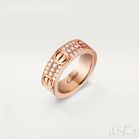 CARTIER Love Band Rose Gold Classic Model Paved Diamonds Пръстен, снимка 9 - Пръстени - 53238222