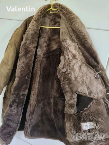 Мъжко кожено палто/яке Shearling/Винтидж естествена кожа размер 52/XL, снимка 5 - Якета - 53611899